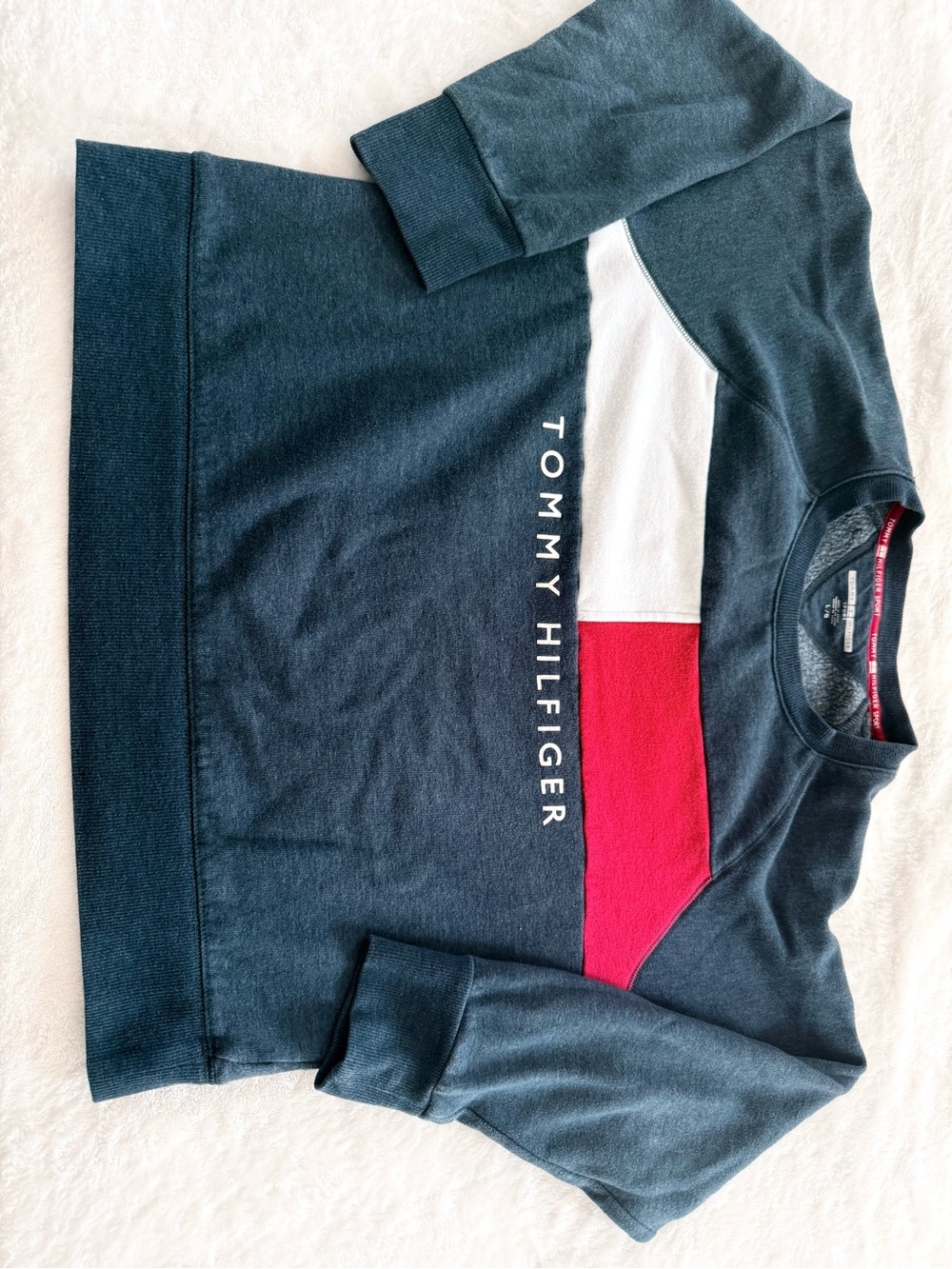 Tommy Hilfiger Navy, White & Red Colorblock Crew Sweatshirt
